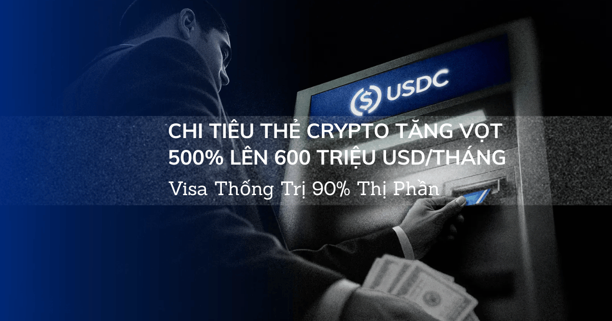 Chi Tiêu Thẻ Crypto Tăng Vọt 500% Lên 600 Triệu USD/Tháng: Visa Thống Trị 90% Thị Phần