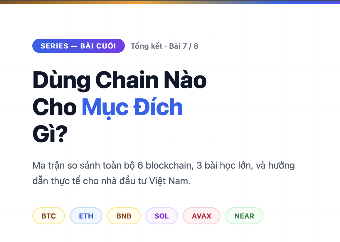 Tổng Kết: Dùng Chain Nào Cho Mục Đích Gì? — Giải phẫu Blockchain #7